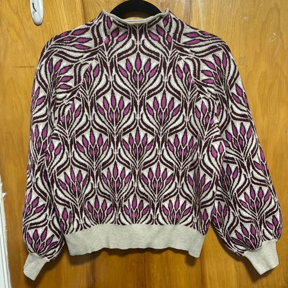 Elegant Purple Patterned Sweater